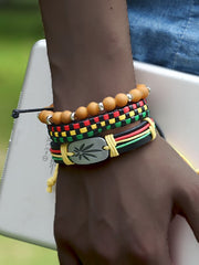 Black Pride Contrast Color Woven Bracelet Set