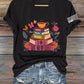 V-Neck Retro Fantasy Drama Tragedy Print T-Shirt