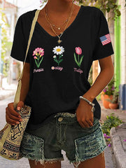 T-shirt décontracté à imprimé floral FDT pour femme 