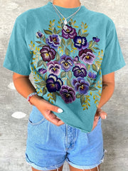 T-shirt à imprimé floral pour femme contre la maladie d'Alzheimer 