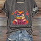 V-Neck Retro Fantasy Drama Tragedy Print T-Shirt