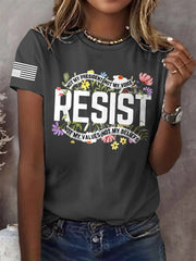 T-shirt imprimé « Résister » rétro : « Pas mon président, pas ma voix, pas mes valeurs, pas mes croyances » 