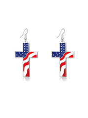 Boucles d'oreilles croix drapeau du jour de l'indépendance 