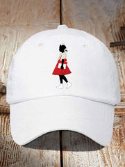 Unisex  Black Girl In Red Dress Art Print Baseball Cap