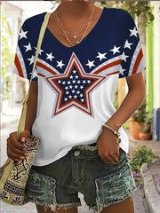T-shirt ras du cou à imprimé graphique du Jour de l'Indépendance 