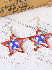 Boucles d'oreilles créatives en acrylique double face, motif étoile à cinq branches rouge, blanc et bleu, pour le Jour de l'Indépendance 