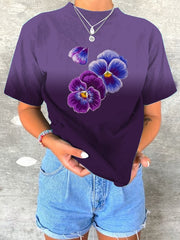 T-shirt à imprimé floral pour femme contre la maladie d'Alzheimer 