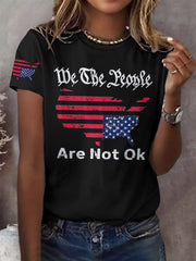 Women's Retro We The People Are Not Ok Print T-Shirt
