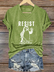 Women's Retro Penguins Resist Print T-Shirt