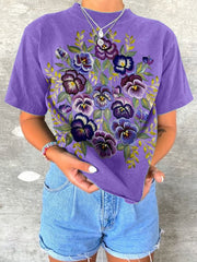 T-shirt à imprimé floral pour femme contre la maladie d'Alzheimer 