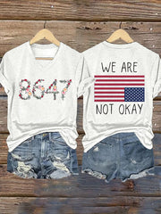 Women's V-neck Retro 86 47 We Are Not Ok Print T-Shirt