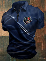 Men's Casual Independence Day Flag Print  Shirt