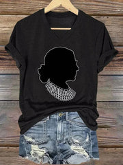 Camiseta de manga larga de algodón con estampado negro para mujer 