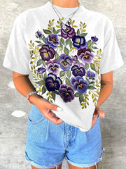 T-shirt à imprimé floral pour femme contre la maladie d'Alzheimer 