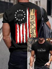 T-shirt décontracté à manches courtes et col rond pour homme, imprimé Jour de l'Indépendance 