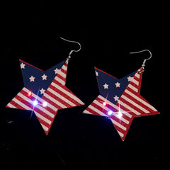 Boucles d'oreilles lumineuses à cinq branches avec lumières LED pour le jour de l'indépendance américaine 