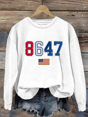 Women's 8647 Flag Print Casual Sweatshirt