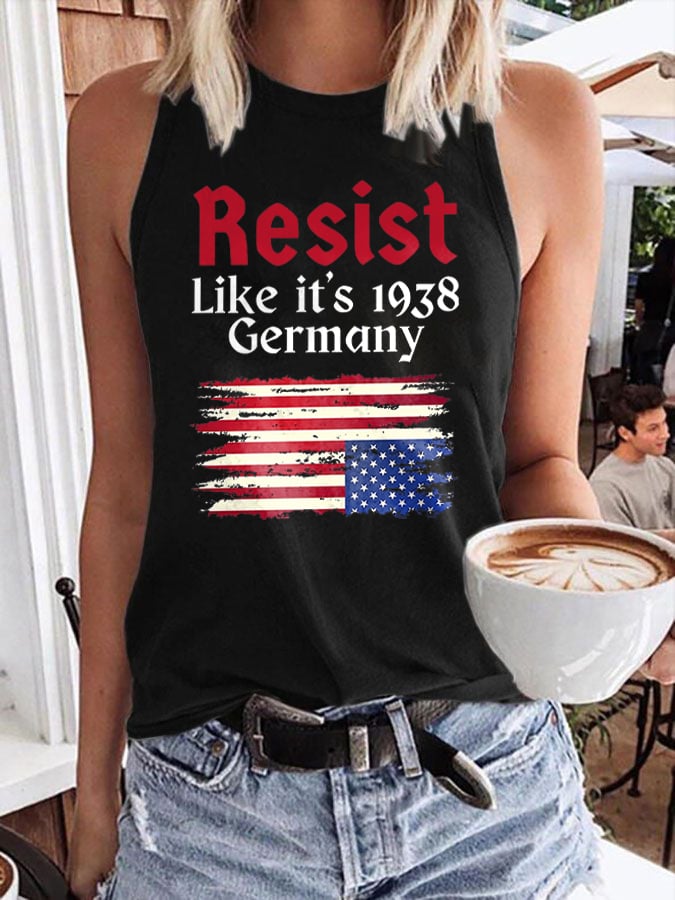 Women's Retro Resist Like It's 1938 Germany Print Vest