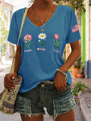 T-shirt décontracté à imprimé floral FDT pour femme 