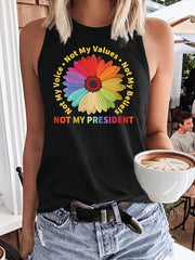 Retro-Weste mit Aufdruck „Nicht mein Präsident, nicht meine Stimme, nicht meine Werte, nicht meine Überzeugungen“ 