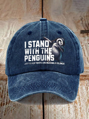 Unisex Baseballkappe mit Aufdruck „Istand With The Penguins Justice For Heard And Mcddnald Islands“ 