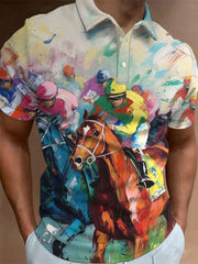 Men's Derby Day Printed Casual Polo Shirt