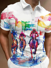 Men's Derby Day Printed Casual Polo Shirt