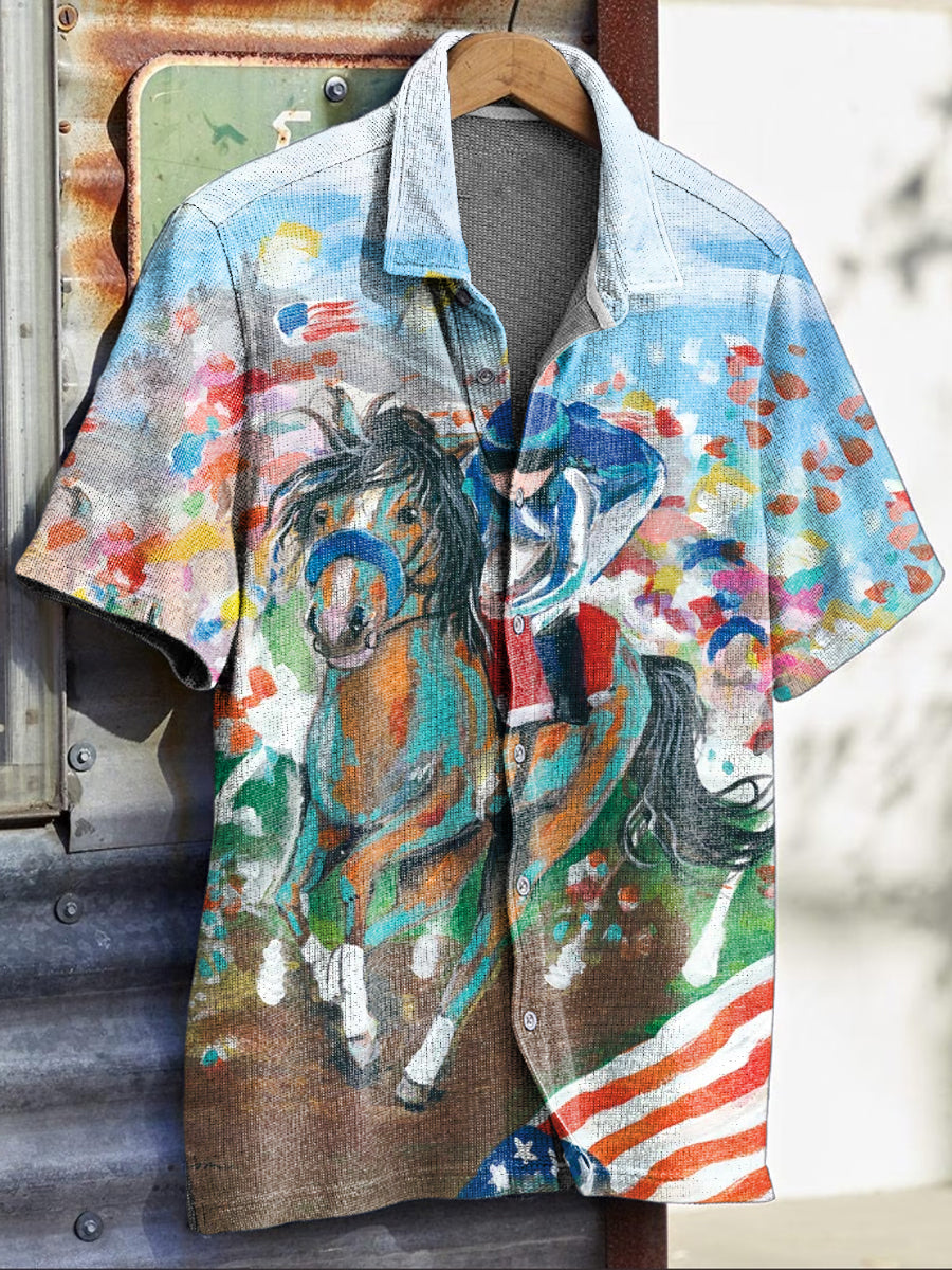 Men's Derby Horse Print Shirt
