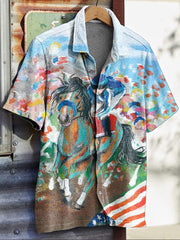 Men's Derby Horse Print Shirt