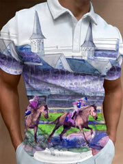Men's Derby Day Printed Casual Polo Shirt