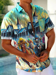 Men's Derby Horse Print Resort Short Sleeve Shirt