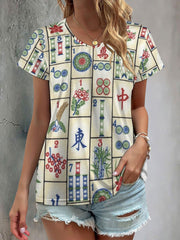 Women's Mahjong Printed Casual T-shirt