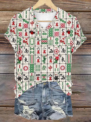 Camiseta divertida con estampado de Mah Jongg para mujer