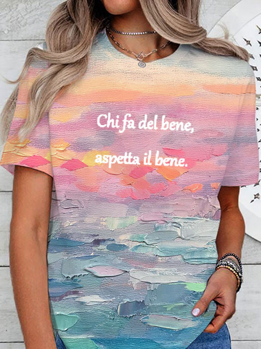 Italienisches Damen T-Shirt "Wer Gutes tut, wird belohnt."