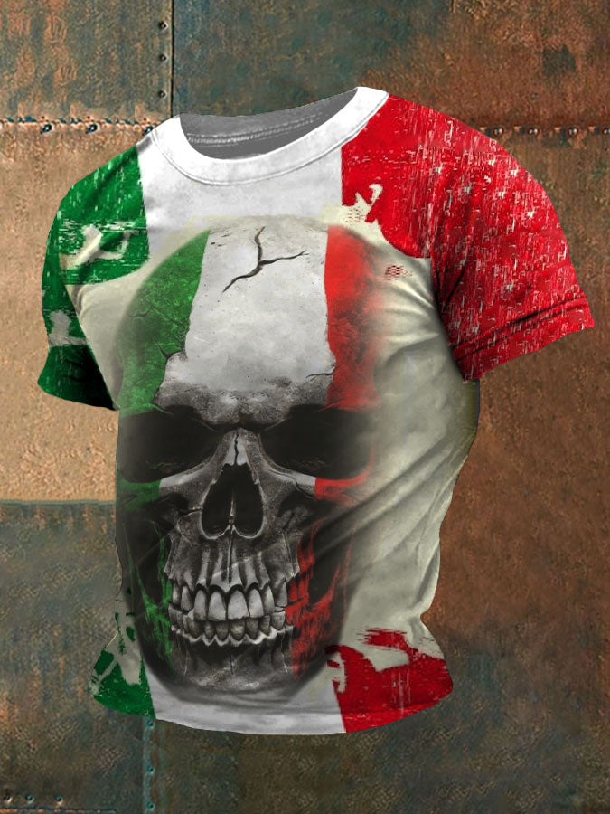 Herren T-Shirt mit Totenkopf-Motiv, Italien