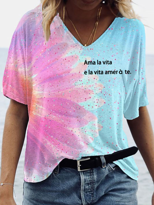 Italienisches Damen-T-Shirt „Liebe das Leben und das Leben wird dich lieben.“