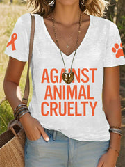 Women's Prevention of Cruelty to Animals Month Against animal cruelty V-neck T-shirt