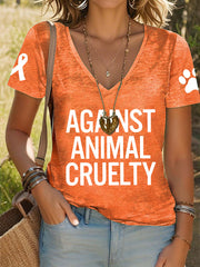 Women's Prevention of Cruelty to Animals Month Against animal cruelty V-neck T-shirt