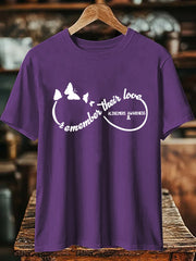 T-shirt à manches courtes imprimé « N'oubliez pas leur amour » pour femmes, sensibilisation à la maladie d'Alzheimer