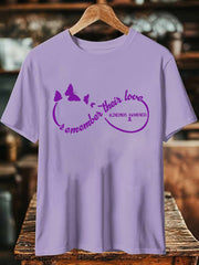 T-shirt à manches courtes imprimé « N'oubliez pas leur amour » pour femmes, sensibilisation à la maladie d'Alzheimer