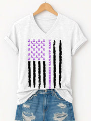 Women's Love Always Remembers Alzheimer's Awareness Support V-Neck Tee