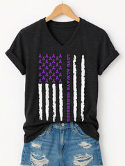 Women's Love Always Remembers Alzheimer's Awareness Support V-Neck Tee
