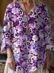 T-shirt de soutien à la maladie d'Alzheimer pour femme, imprimé pensées violettes