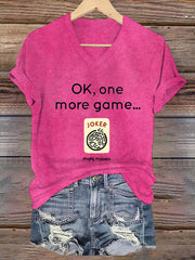 Women's Ok, one more game, Mahj maven V neck T-shirt