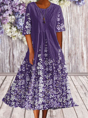 Women's Alzheimer's Awareness Purple Floral Pansy Printed Dress