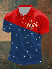 Polo imprimé drapeau américain Cross Faith pour homme