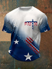 T-shirt homme à imprimé gaufré avec drapeau américain Cross Faith