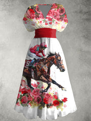 Women's Derby Rose V Neck Dress