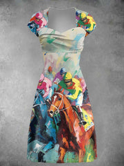 Women's Derby Horse Print Casual Dress