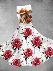 Women's Derby Horse Print Dress